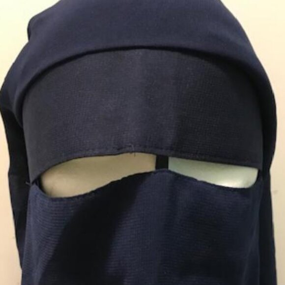 3 Layer Niqab Long BLUE Veil Muslim Hijab - Picture 4 of 4